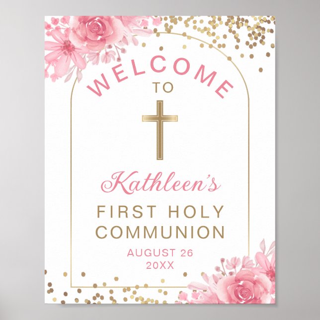 Arch Gold Pink Floral Erste Heilige Kommune Willko Poster (Vorne)