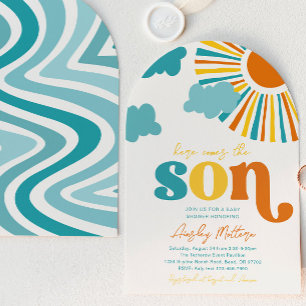 Arch hier kommt der Sohn Baby Shower Einladung
