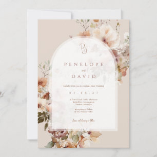Arch Hochzeit im Herbst laden Blush & Fall Flora Einladung