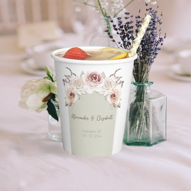 Arch-Hochzeit mit Bohemischer Rose Pappbecher (Bohemian Rose Arch Wedding Paper Cups)