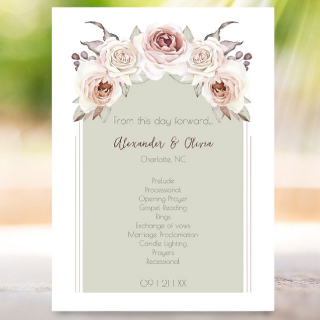 Arch-Hochzeit mit Bohemischer Rose Programm (Bohemian Rose Arch Wedding Program)