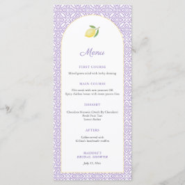Arch Lemons Lavender Bridal Shower Party Menükarte