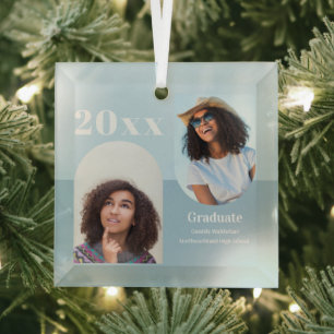 Arch Light Blue Zwei-Foto-Abschluss Ornament Aus Glas