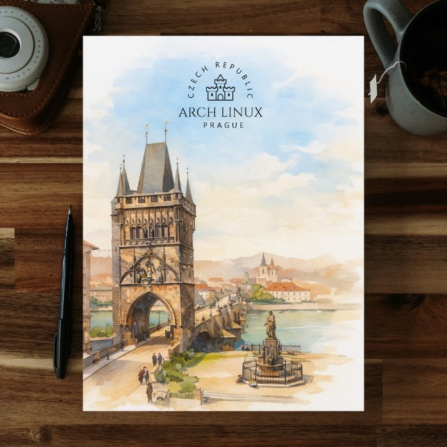 Arch Linux, Prag, Tschechien  | Wasserfarbe Postkarte (Arch Linux, Prague, Czech Republic | Watercolor Postcard)