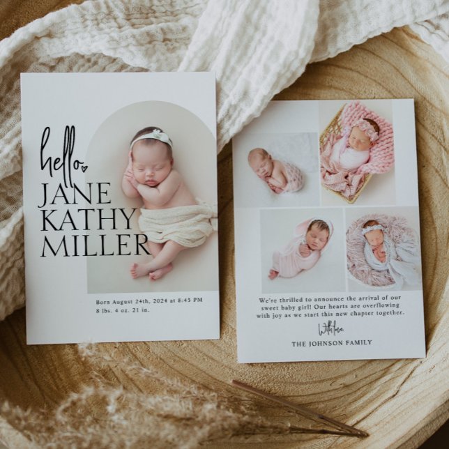Arch Minimal Modernes Baby Foto Geburtserklärung Ankündigung (Von Creator hochgeladen)