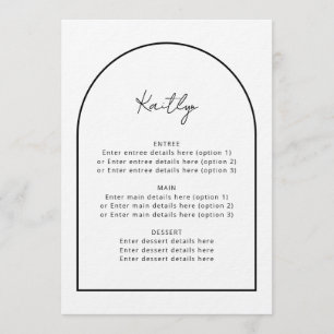 Arch Minimalist Simple Guest Name Menu Mariage