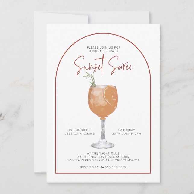 Arch Minimalistisch Cocktail Bridal Dusche Einladu Einladung (Vorderseite)