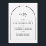 Arch Minimalistisch Simple Guest Name Wedding Menu Menükarte<br><div class="desc">Fügen Sie Ihre Gastnamen und Menüdetails hinzu. Kann vollständig an Ihre Bedürfnisse angepasst werden >> Hintergrundfarbe,  Schriftart/Stil und Bogenfarbe können alle auf Ihren Anzug geändert werden. © Gorjo Designs. Made for you via Zazzle Plattform.</div>