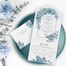 Arch mit aquamarinen, aquablauen Blumen, Blätter H