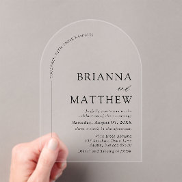 Arch Modern Black & White Minimalistisch Wedding Acryleinladungen