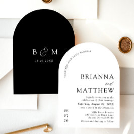 Arch Modern Black & White Minimalistisch Wedding Einladung