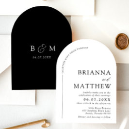 Arch Modern Black & White Minimalistisch Wedding Einladung