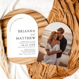 Arch Modern Black & White Minimalistisch Wedding Einladung