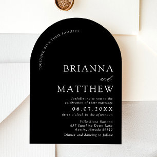 Arch Modern Black & White Minimalistisch Wedding Einladung
