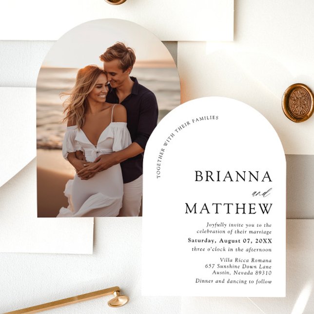 Arch Modern Black & White Minimalistisch Wedding Einladung (Von Creator hochgeladen)