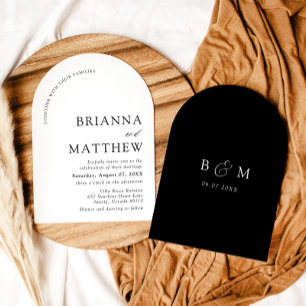 Arch Modern Black & White Minimalistisch Wedding Einladung