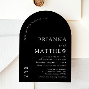 Arch Modern Black & White Minimalistisch Wedding Einladung