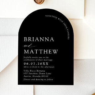 Arch Modern Black & White Minimalistisch Wedding Einladung