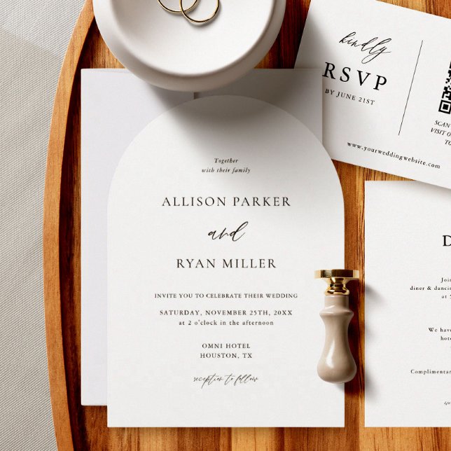 Arch Modern Calligraphy Simple Wedding Einladung (Von Creator hochgeladen)