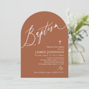 Arch Modern Terracotta Burnt Orange Taufe Einladung