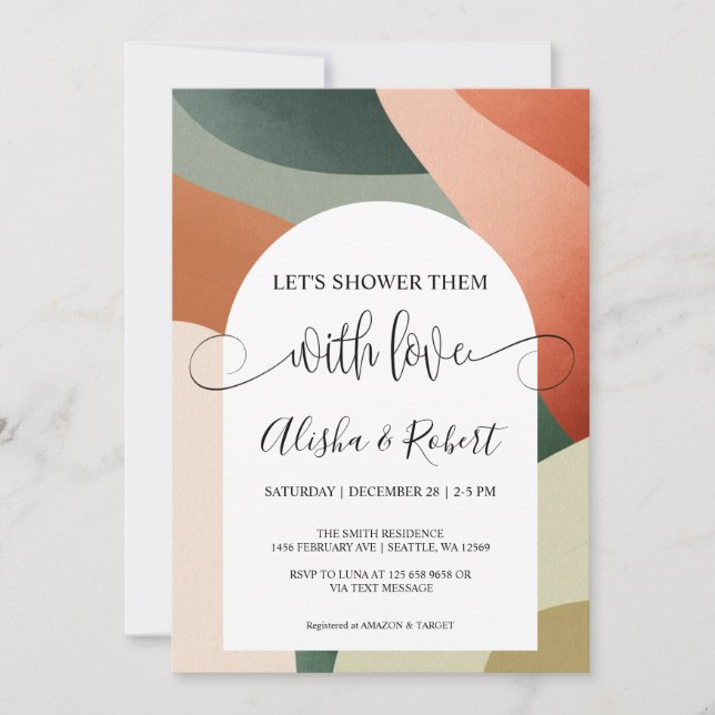 Arch moderne Terracotta Sage Couples Invitation do (Devant)