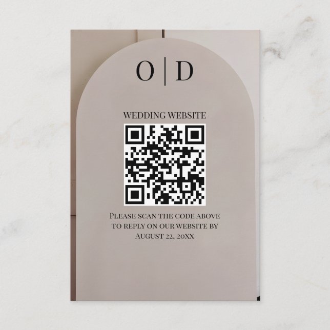 Arch Neutral Luxe Wedding QR Code Begleitkarte (Vorderseite)