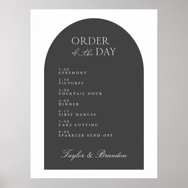Arch Order of Day Wedding Event Time Welcome Sign Poster (Vorne)