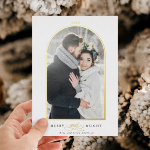 Arch Photo Merry & Bright Gold Foil Carte de vacan