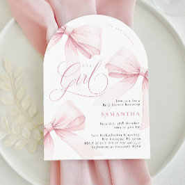 Arch Pink Bow Girl Babydusche Einladung