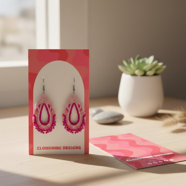 Arch Retro Vagues Elevant Collier Bijoux Display (Arch Retro Waves Earring Necklace Jewelry Display Card Pink
)