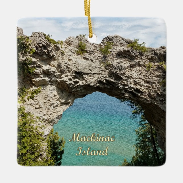 Arch Rock auf Mackinac Island, Michigan Keramikornament (Vorderseite)