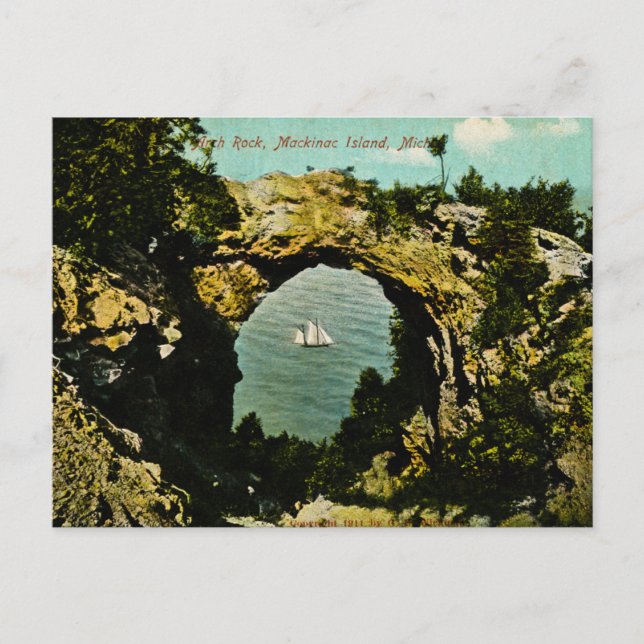 Arch Rock Mackinac Island, Michigan 1911 Postkarte (Vorderseite)