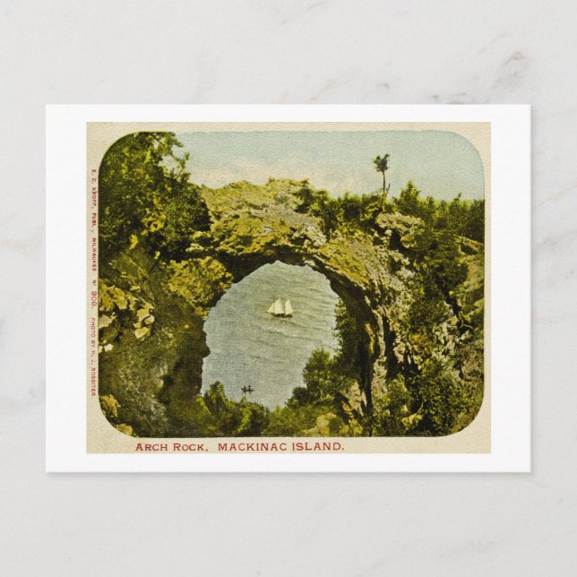 Arch Rock, Mackinac Island Vintag Postkarte (Vorderseite)