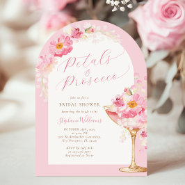 Arch rosa Petals und Prosecco-Brautparty Einladung