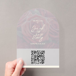 Arch Rose Style Akronylic Wedding QR Code Einladun Acryleinladungen