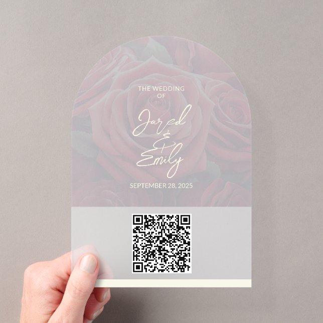 Arch Rose Style Akronylic Wedding QR Code Einladun Acryleinladungen (Insitu (Handheld))