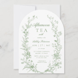 Arch Sage Green Afternoon Tea Party Babydusche Einladung