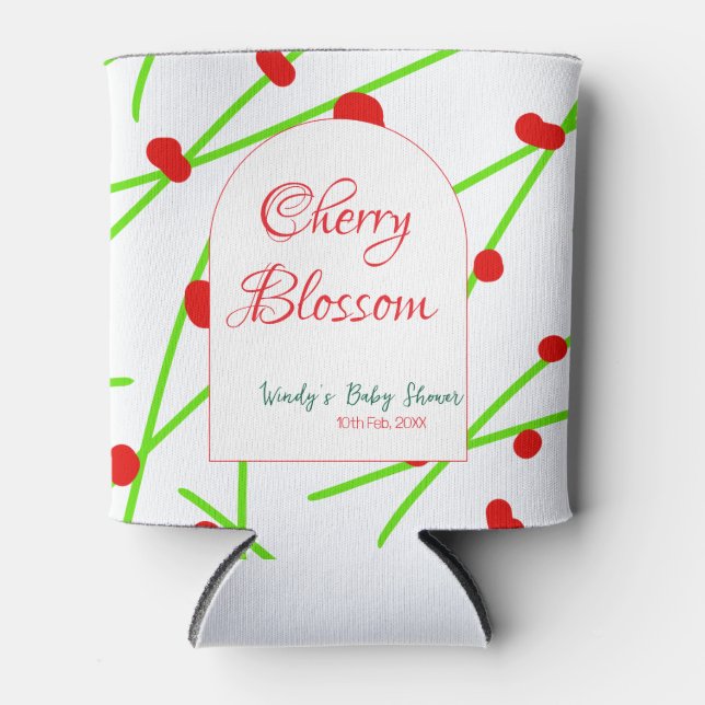 Arch shape cherry blossom red green baby shower na dosenkühler (Vorderseite)