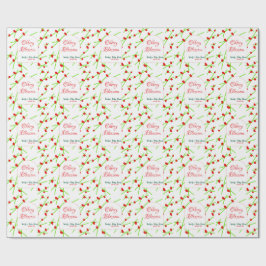 Arch shape cherry blossom red green baby shower na geschenkpapier