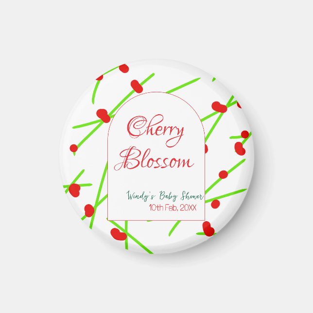 Arch shape cherry blossom red green baby shower na magnet (Vorne)