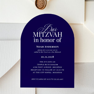 Arch Shape Classic Luxe   Dark Blue Bar Mitzvah Einladung