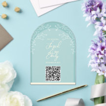 Arch Style Akronylic Wedding QR Code Einladung