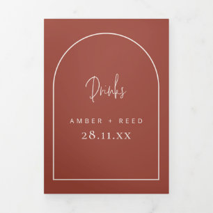 Arch Terracotta & Cream Drinks Menü für Hochzeiten