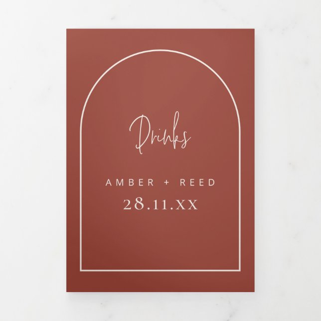 Arch Terracotta & Cream Drinks Menü für Hochzeiten (Cover)