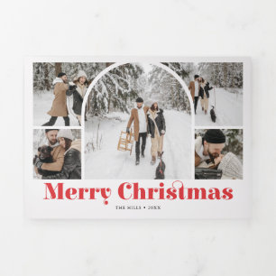 Arch Vintage Frohe Weihnachten Elfenbein-Foto-Tri- Dreifach Gefaltete Urlaubskarte
