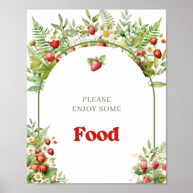 Arch Watercolor Berry Sweet Wild Strawberry Food Poster (Vorne)