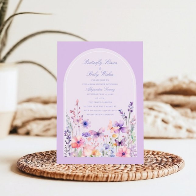 Arch Watercolor Blumenschmetterling Babydusche Einladung (Von Creator hochgeladen)