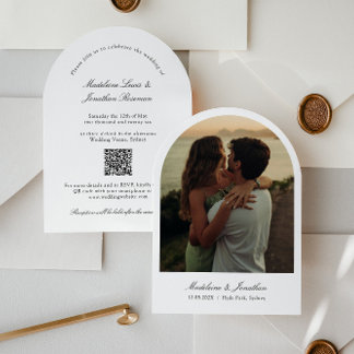 Arch Wedding Einladung mit Foto und QR Code