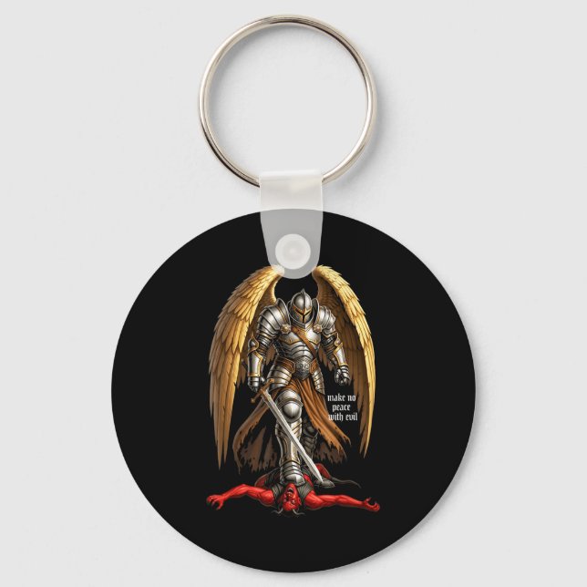 Archangel Michael Faith Design Make No Peace With  Schlüsselanhänger (Vorderseite)