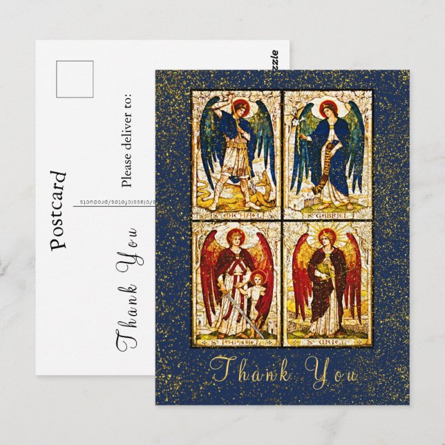 Archangel Michael Gold Glitzer Navy Blue Vielen Da Postkarte (Vorne/Hinten)
